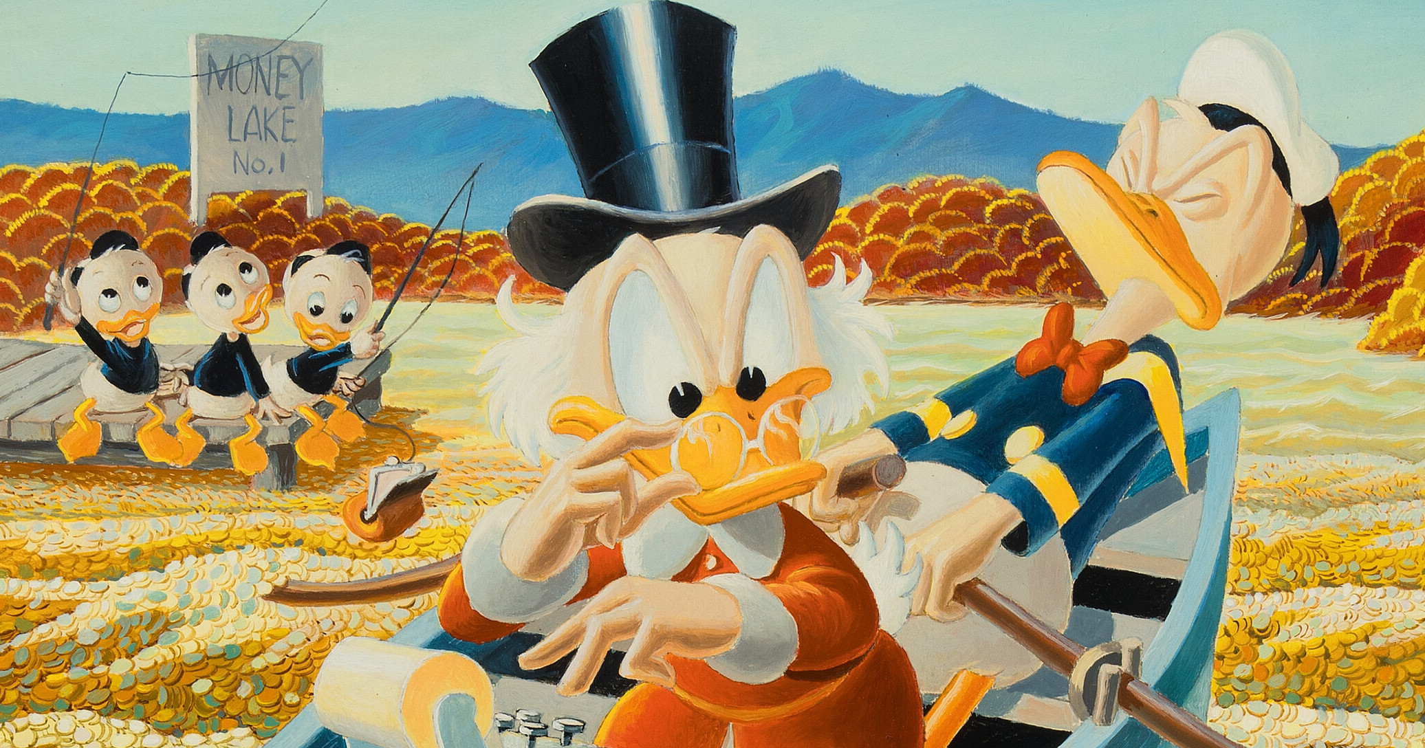 Scrooge McDuck Money Lake painting.