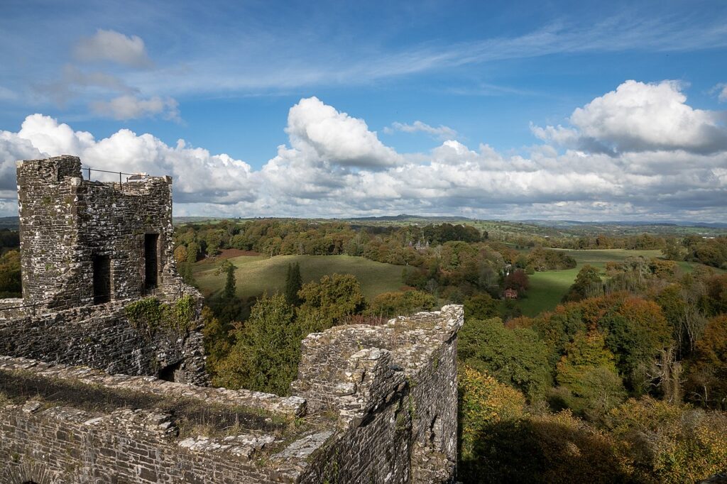 View from Dinefwr Castle in Carmarthenshire over the Towy Valley. Image by Bob Jenkins. 