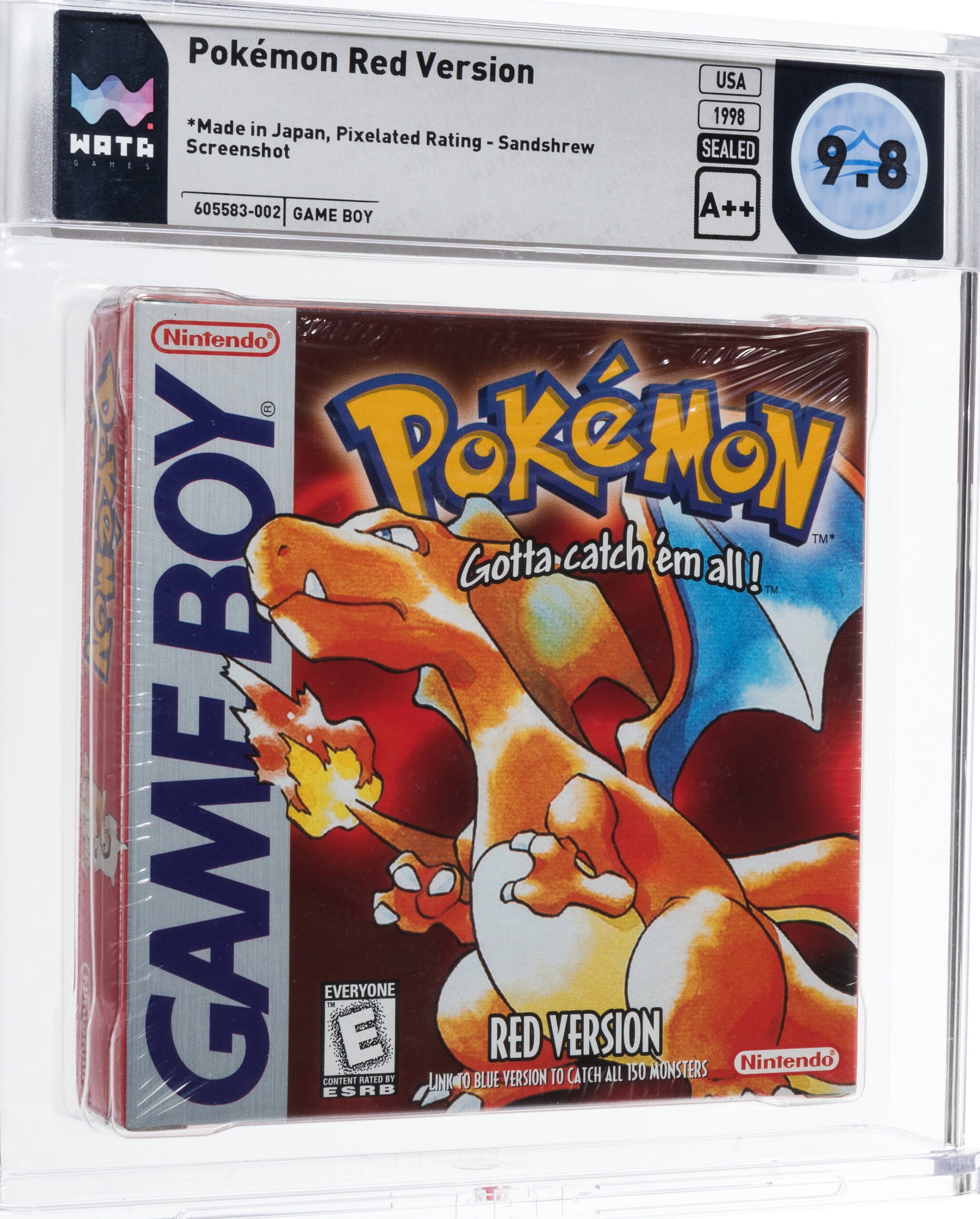 Pokemon Red Version video game cartridge for Nintendo Game Boy sealed, boxed and rated.