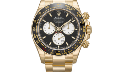 ROLEX. AN OUTSTANDINGLY RARE, IMPORTANT AND HIGHLY ATTRACTIVE 14K GOLD CHRONOGRAPH WRISTWATCH WITH 'PAUL NEWMAN JOHN PLAYER SPECIAL' DIAL AND BRACELET