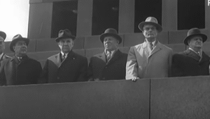 May Day Parade Red Square Moscow 1967 still from Pathe News newsreel via YouTube