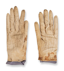 blood-stained gloves carried by Abraham Lincoln on the night of his muder at Ford's Theatre, Washington, April 14, 1865