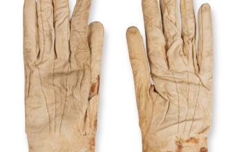 blood-stained gloves carried by Abraham Lincoln on the night of his muder at Ford's Theatre, Washington, April 14, 1865