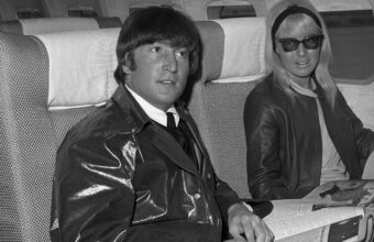 John and Cynthia Lennon on board a US plane in 1964