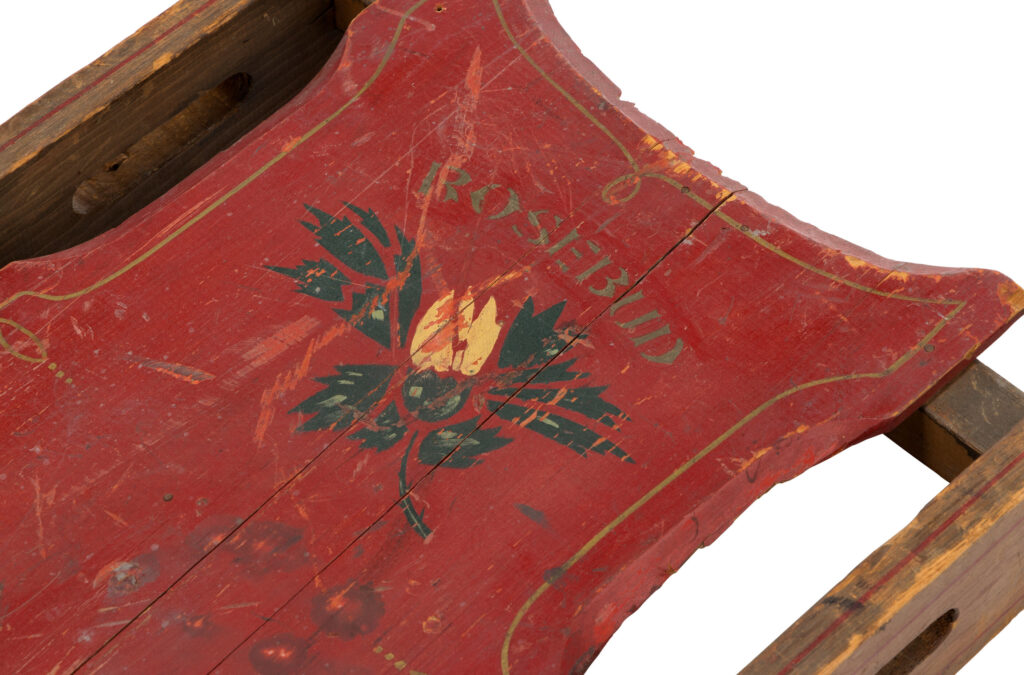 Prop of the sled Rosebud from Citizen Kane, 1941, by Orson Welles.