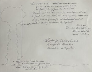 Diagram showing dropping of first Atom Bomb from Enola Gay drawn by pilot.
