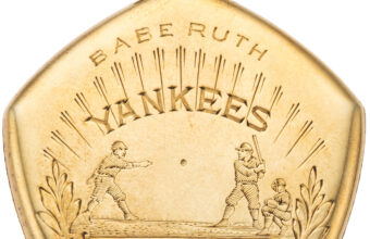 Reverse of gold watch gifted to Babe Ruth for his 1923 World Series with the New York Yankees.
