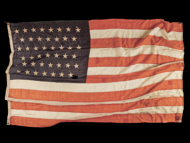 45 star United States flag from circa 1896 to 1908.