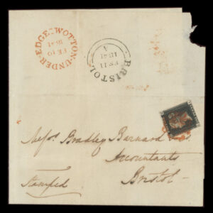 Wotton-Under-Edge last known Maltese Cross cancellation on Penny Black.