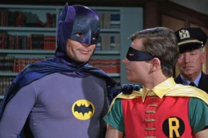 Adam West as Batman and Burt Ward as Robin in the 1960s TV series.