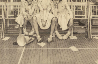 Norman Rockwell sketch for Cheerleaders