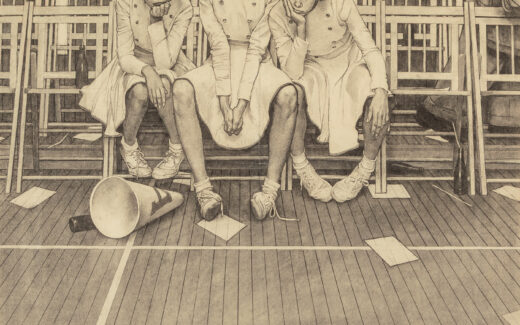 Norman Rockwell sketch for Cheerleaders