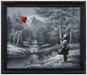 Banksy's work Girl and Balloon on Found Landscape.