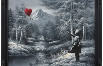 Banksy's work Girl and Balloon on Found Landscape.