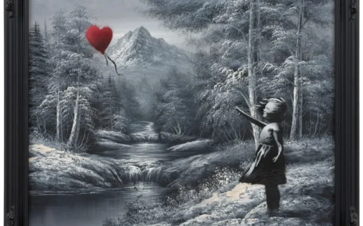 Banksy's work Girl and Balloon on Found Landscape.