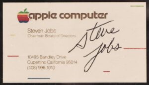 Steve Jobs signed business card being auctioned