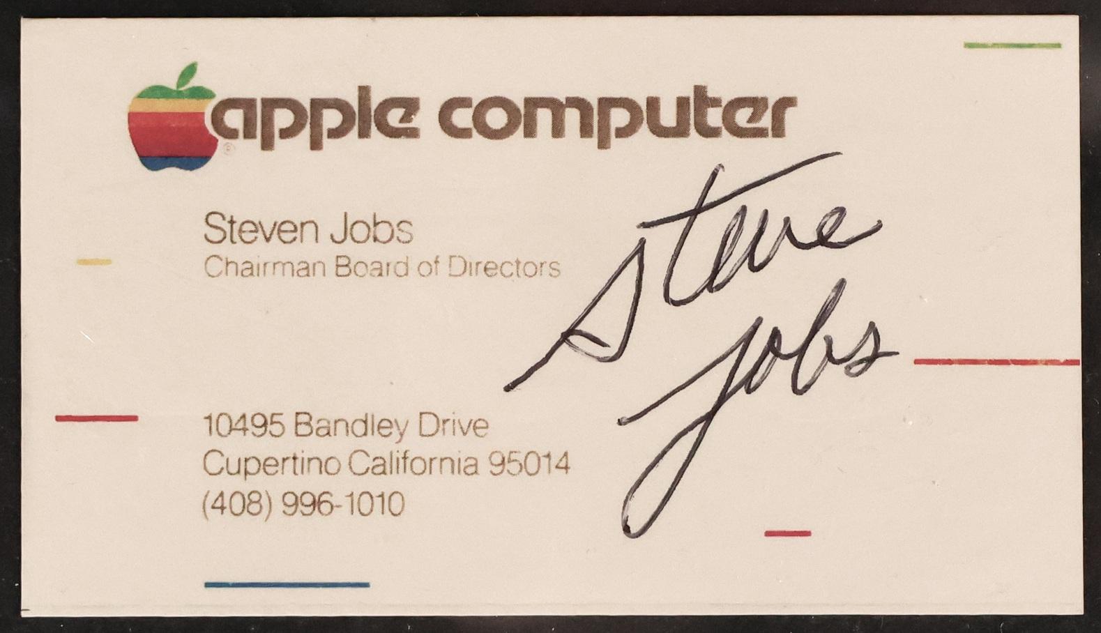 Steve Jobs signed business card being auctioned