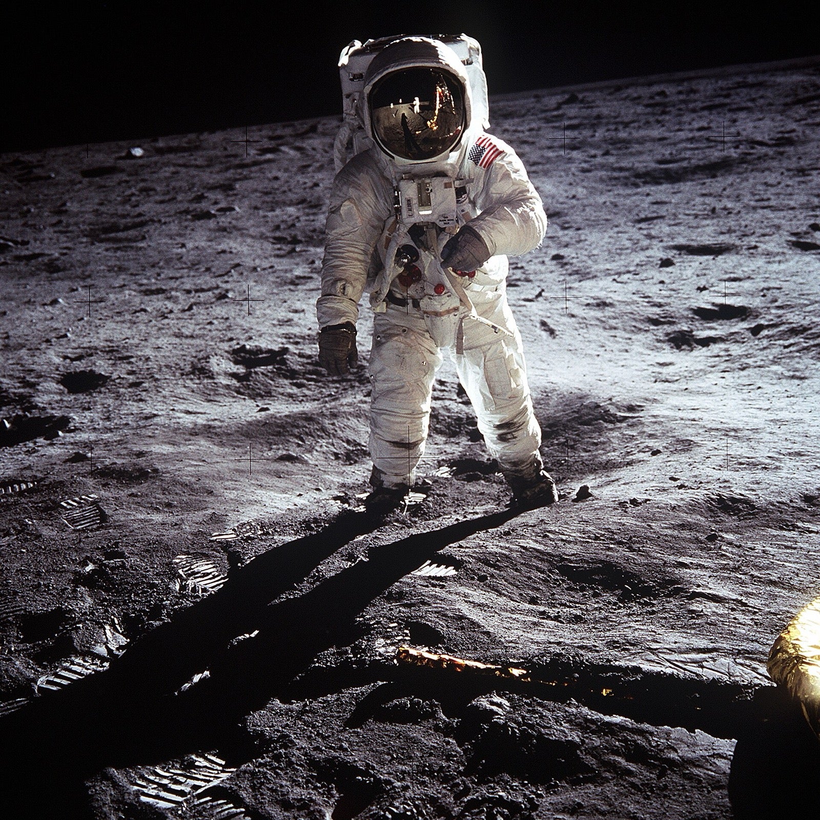 Buzz Aldrin photographed on the lunar surface, July 1969