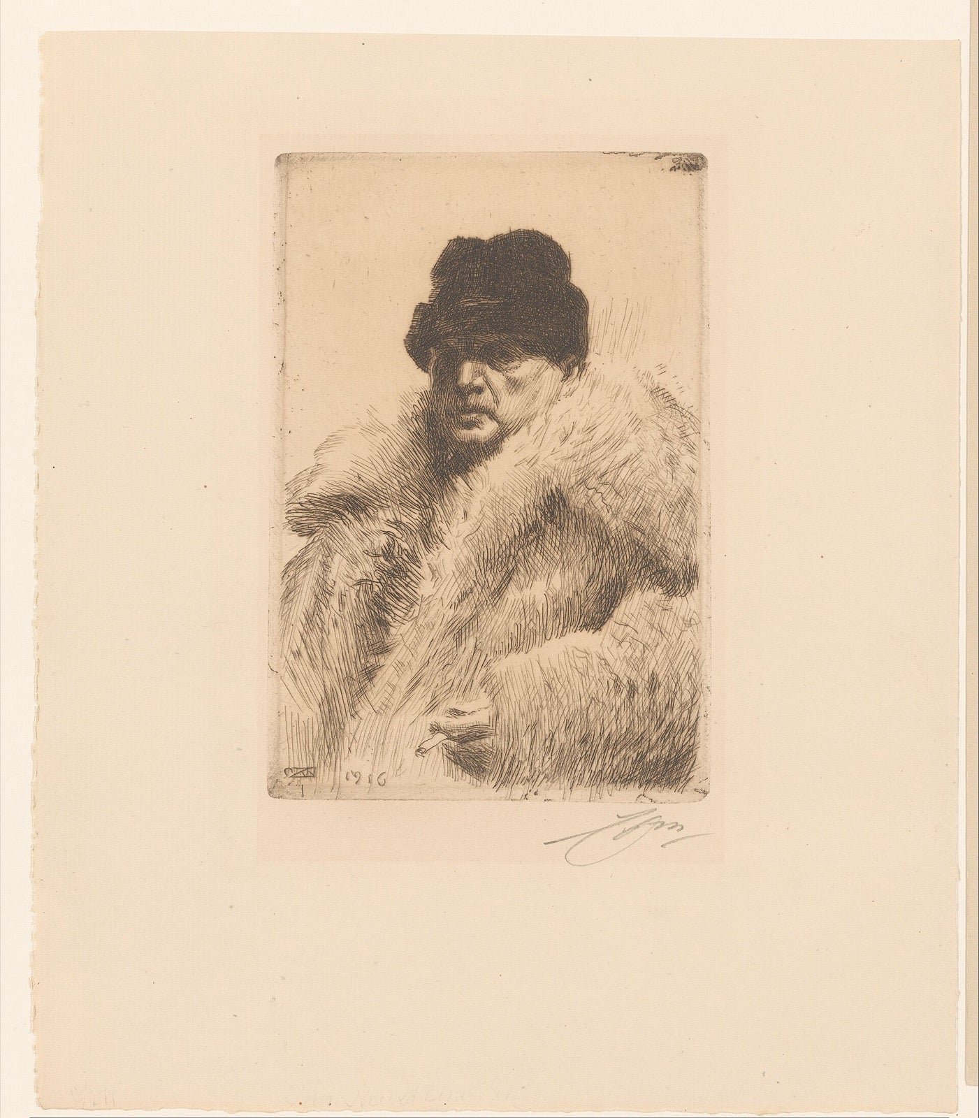 Anders Zorn, the Swedish painter-etcher, self-portrait of 1916