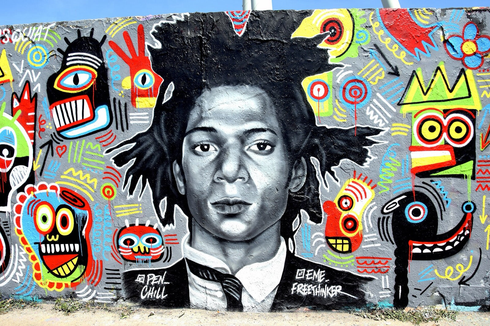 Street art tribute to Basquiat, Mauerpark, Berlin