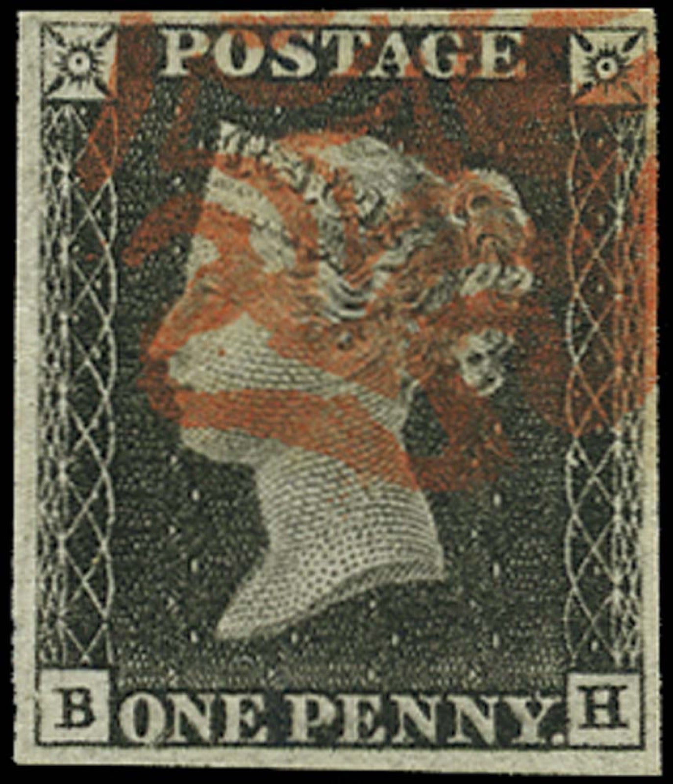 The Penny Black, the world's first adhesive postage stamp
