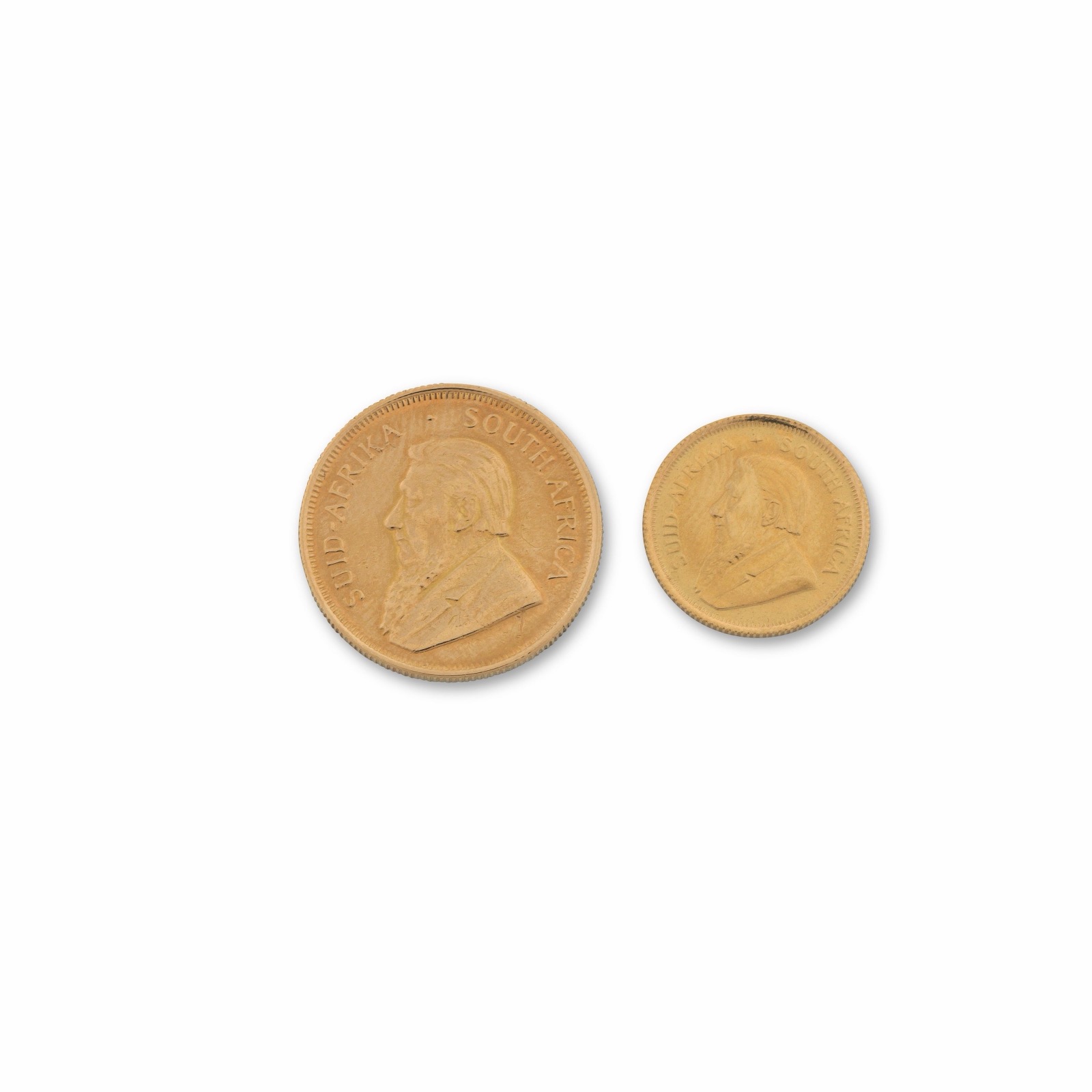 1/4oz and 1/10oz gold Krugerrand pair