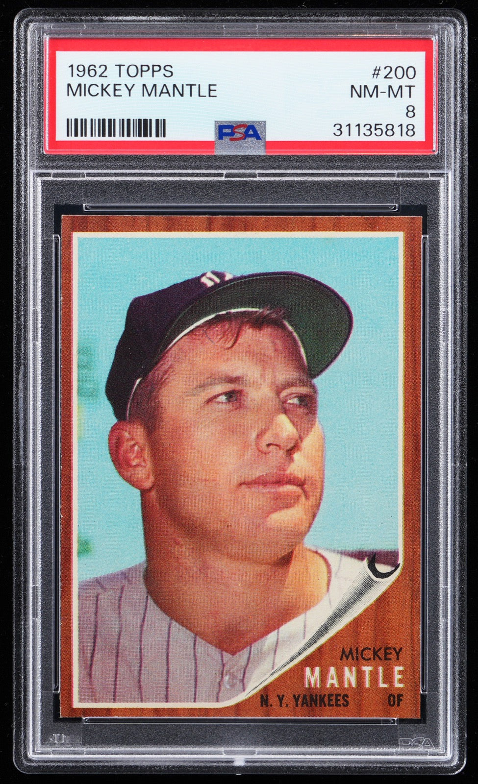 1962 Topps Mickey Mantle card, graded PSA NM-MT 8