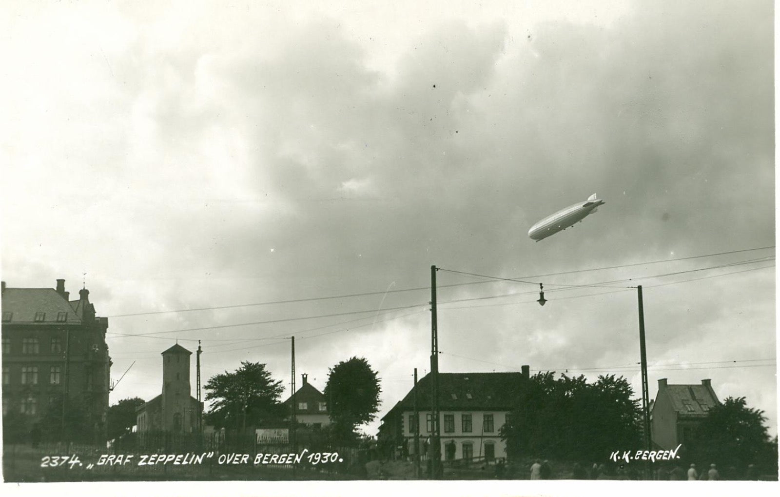 Graf Zeppelin over Bergen, Norway, 1930