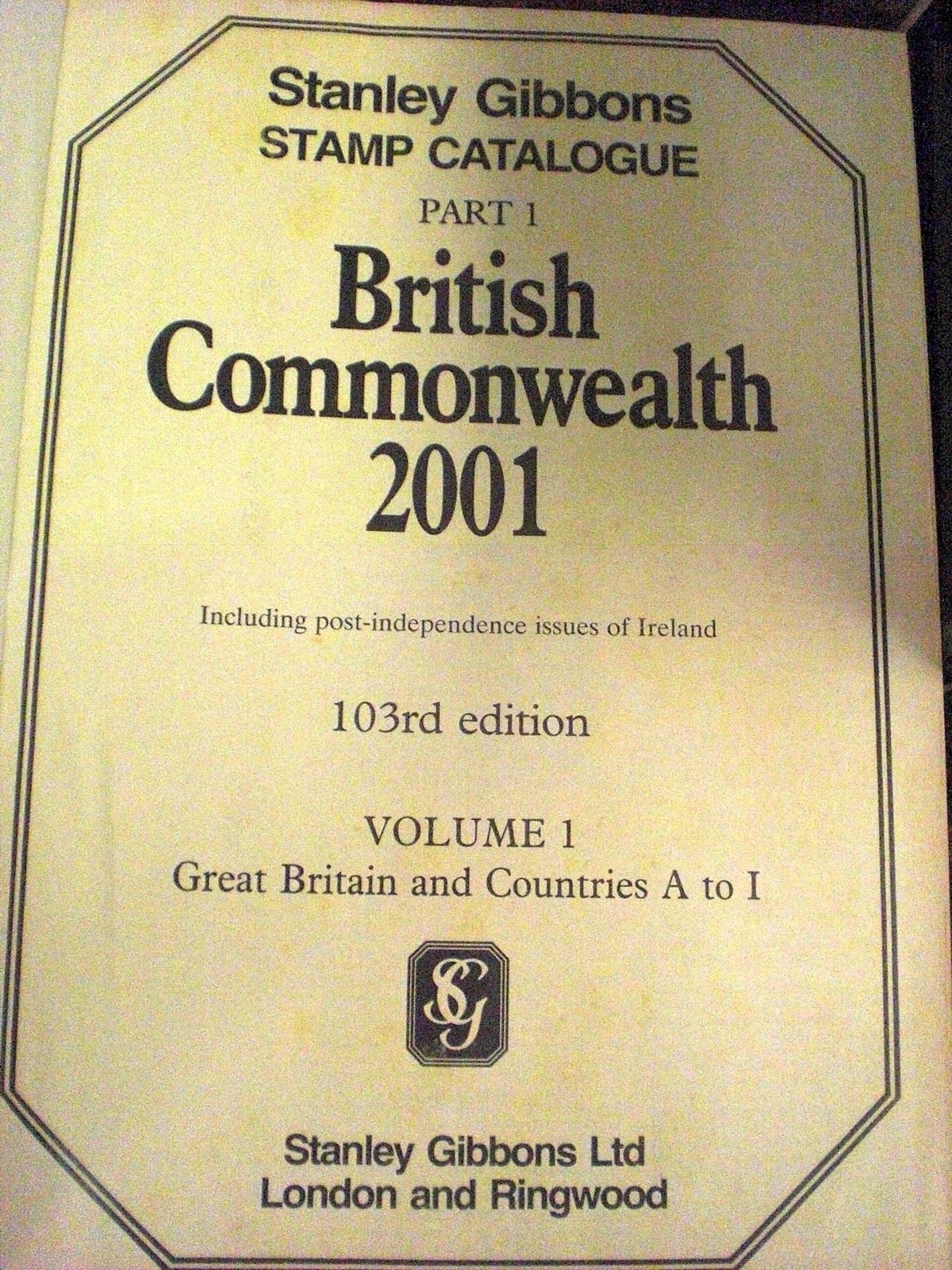 Title page of a Stanley Gibbons stamp catalogue