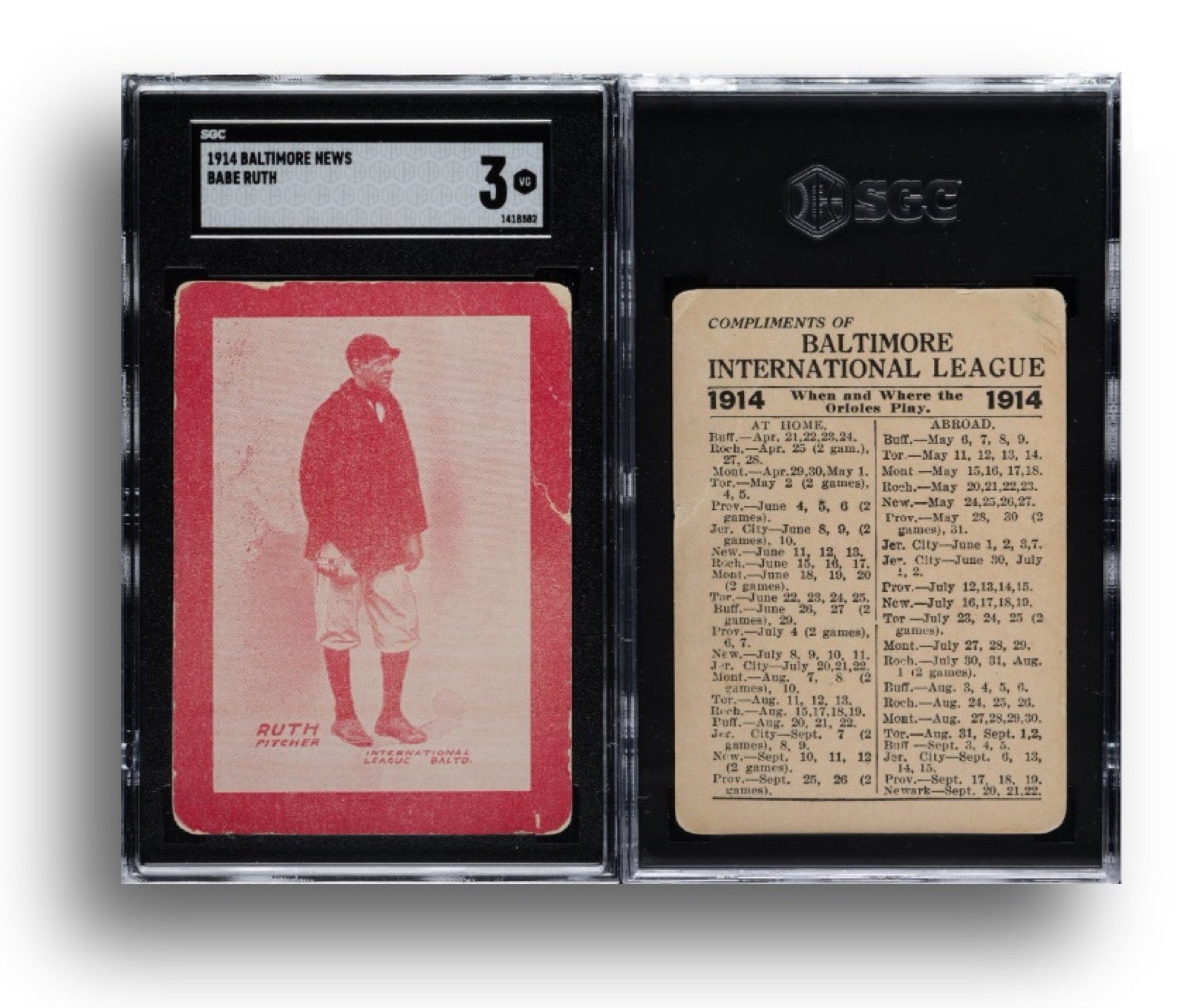 1914 Baltimore News Babe Ruth rookie card