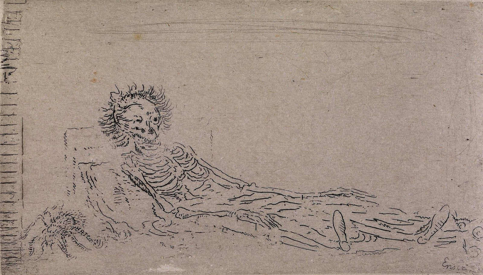 Mon portrait en 1960, Ensor's skeleton self-portrait, 1888