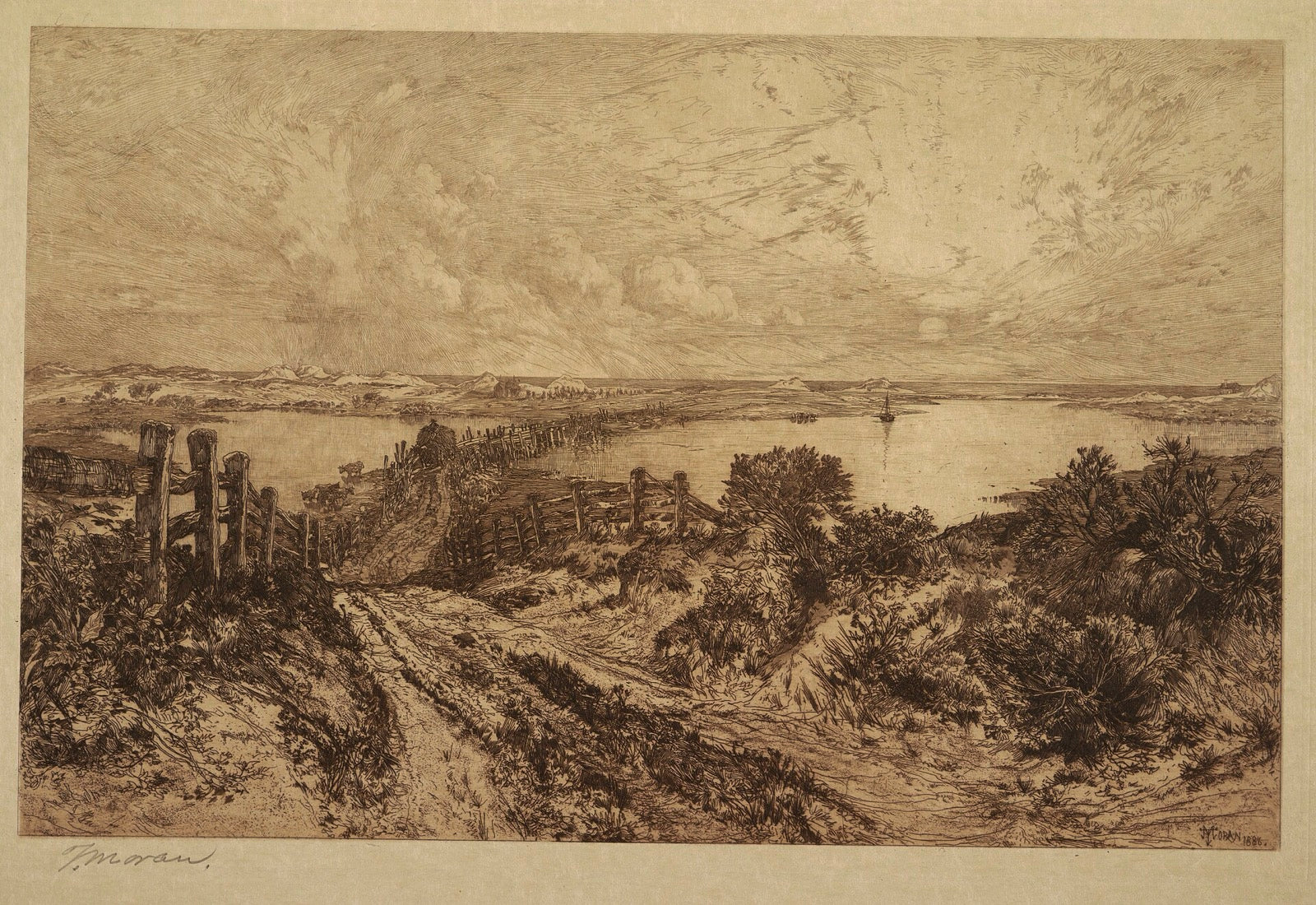 Morning, Hook Pond, East Hampton, an 1886 Moran etching