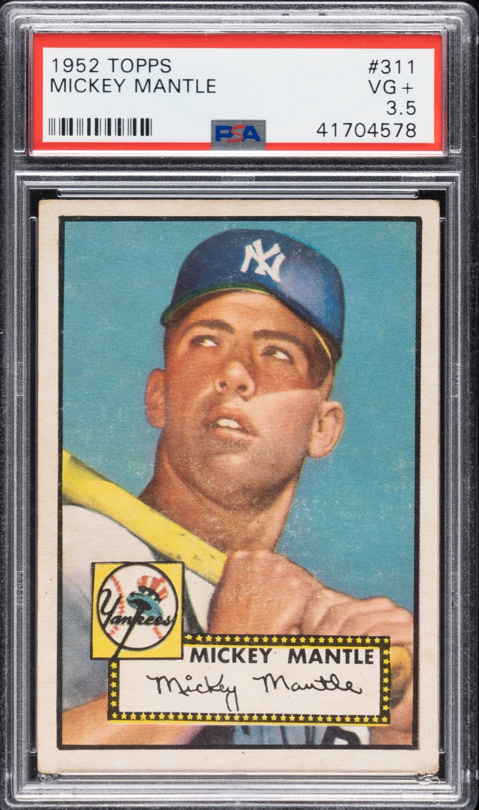 1952 Topps Mickey Mantle, graded PSA VG+ 3.5, sold at Robert Edward Auctions