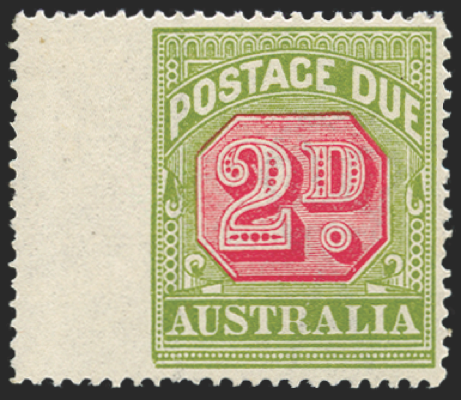 Australia postage due imperforate between stamp and margin