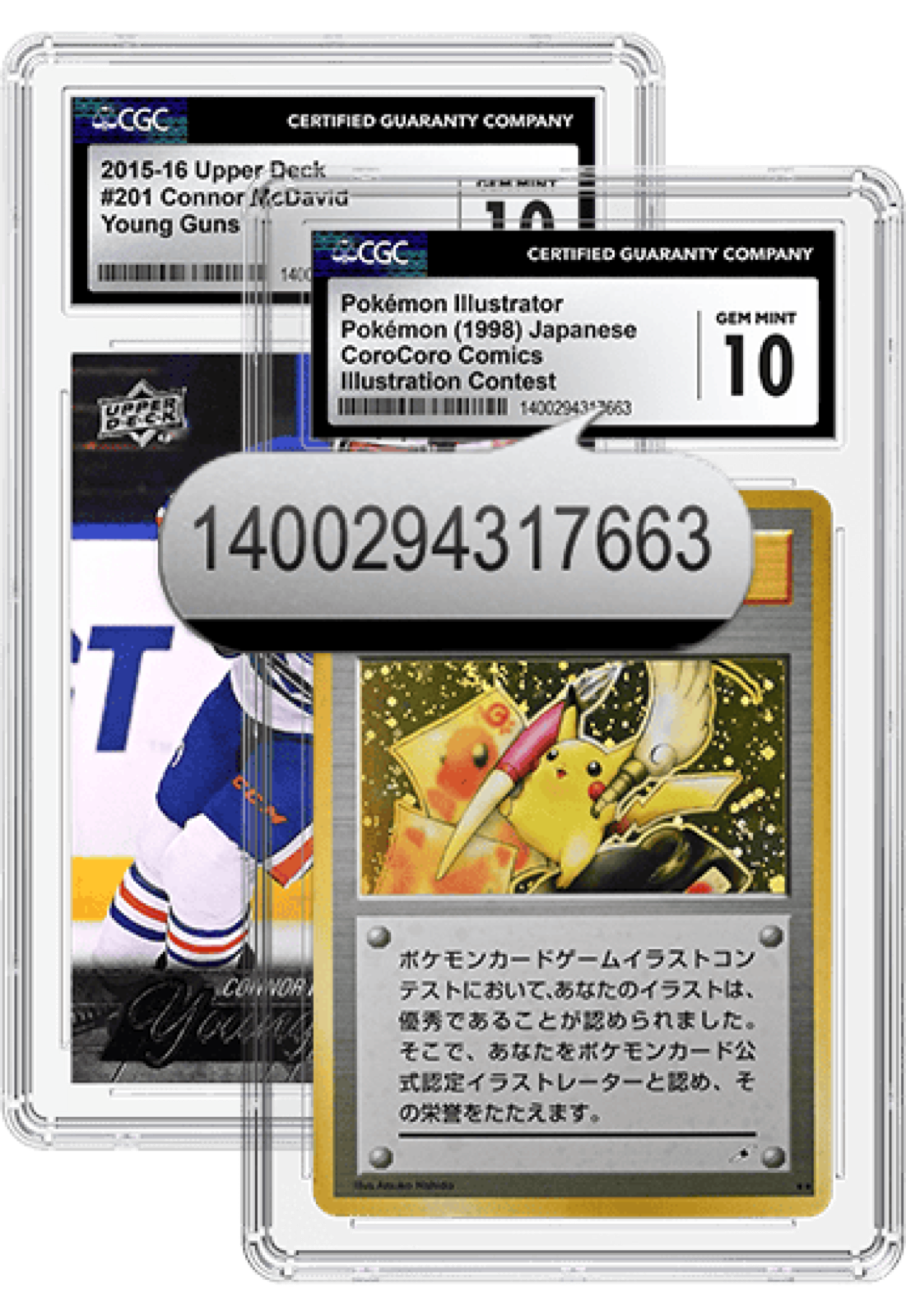 CGC-graded cards in their certification holders