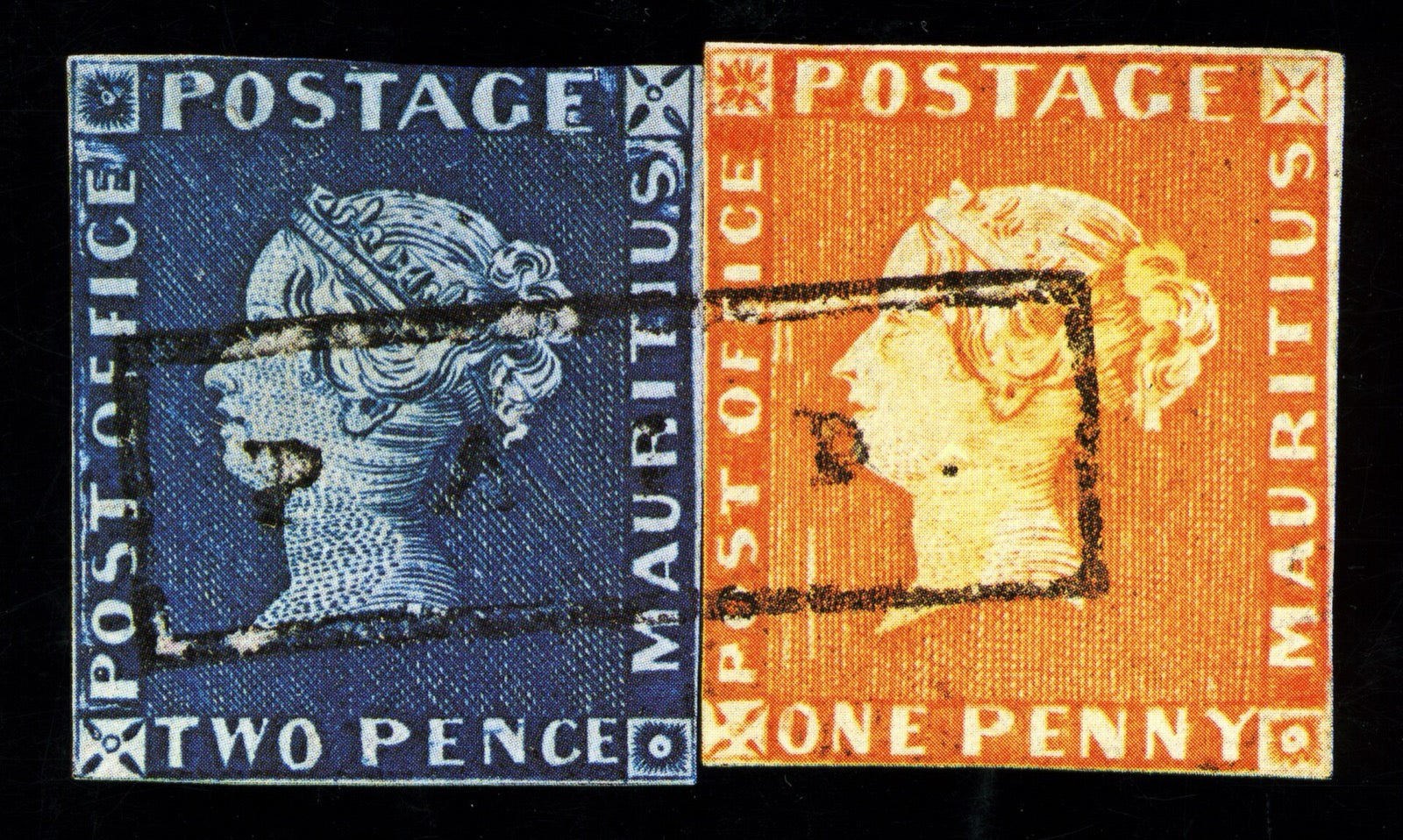 Mauritius Post Office one penny and two pence stamps