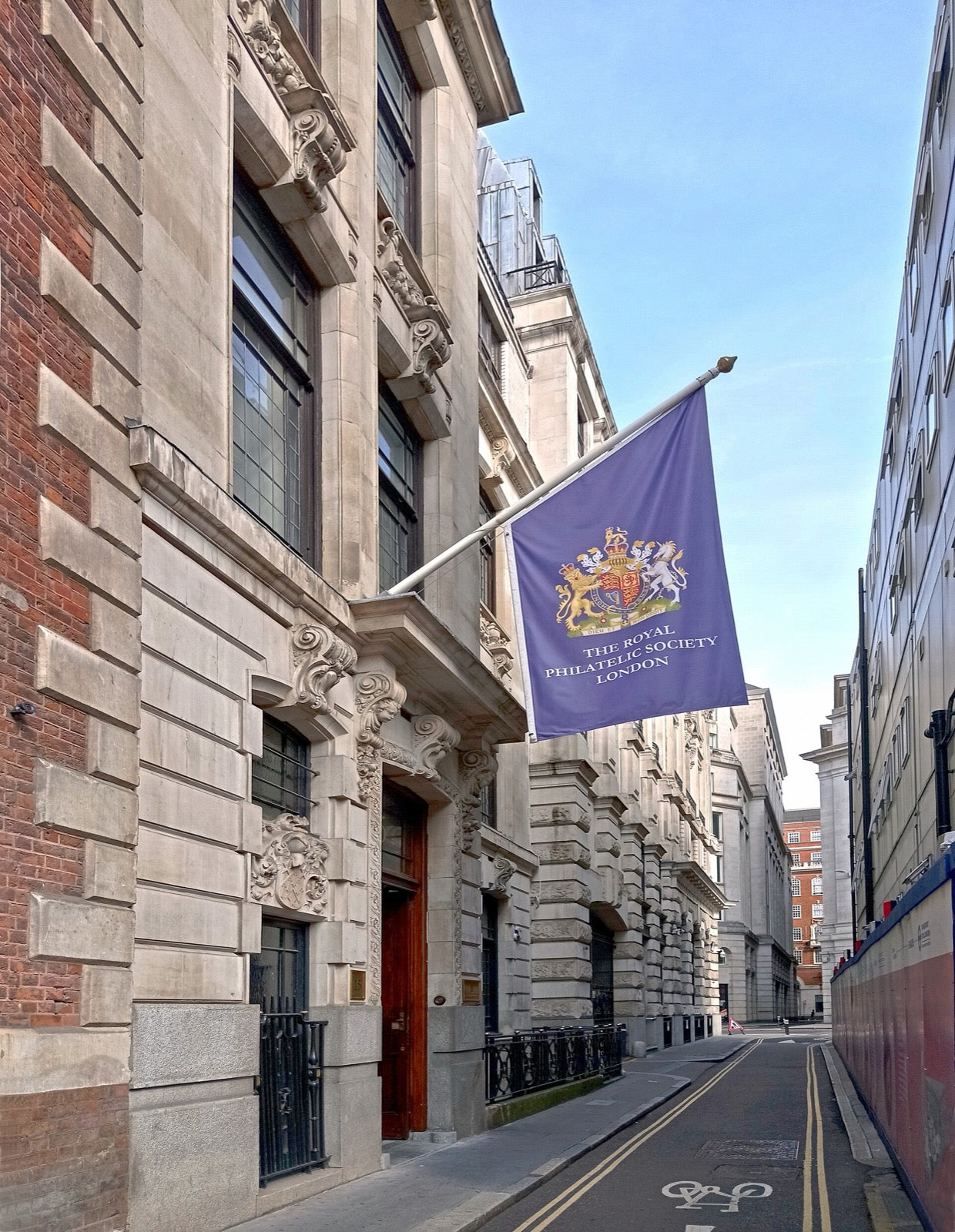The Royal Philatelic Society London flag outside its premises