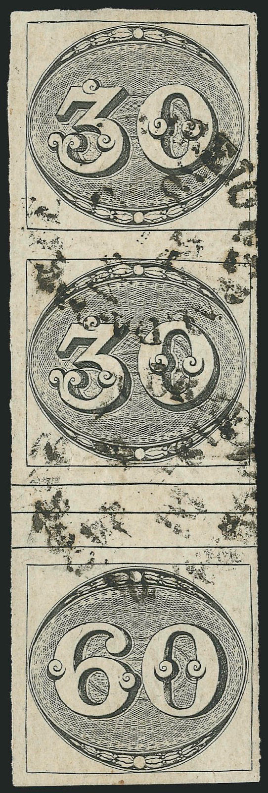 Xiphopagus Triplet Brazil Bull's Eye stamp strip