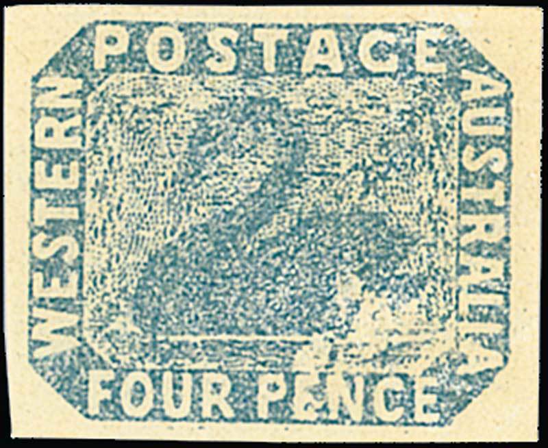 Western Australia 4d blue, damaged transfer variety