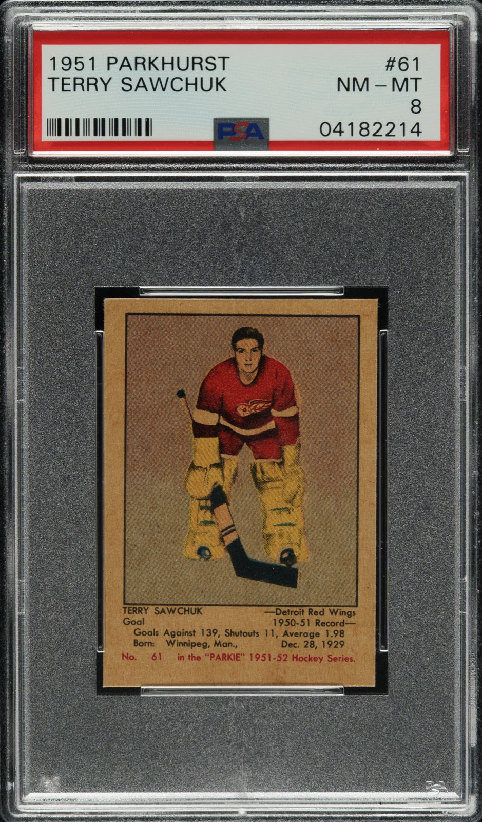 1951-52 Parkhurst Terry Sawchuk rookie card