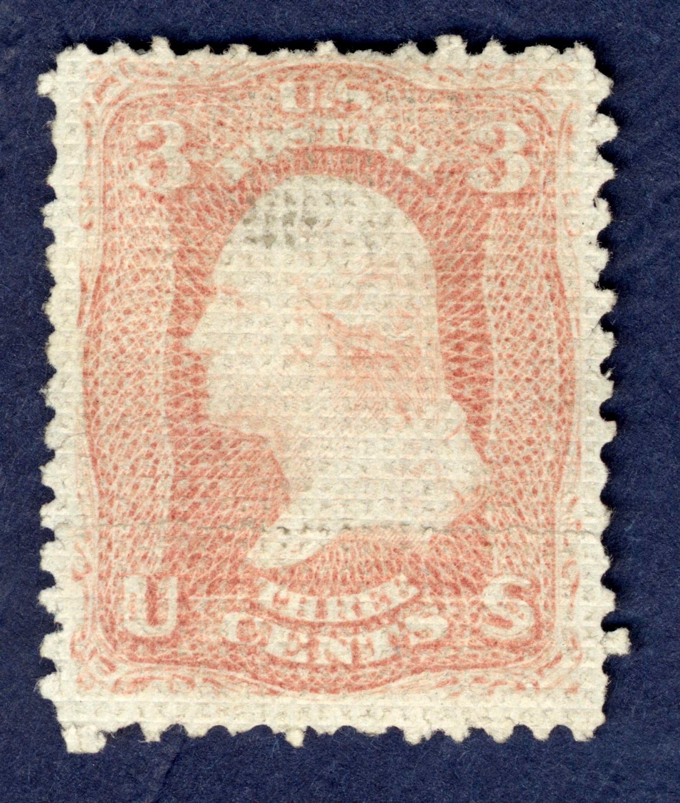 Similar 3c Washington grill stamp, 1867