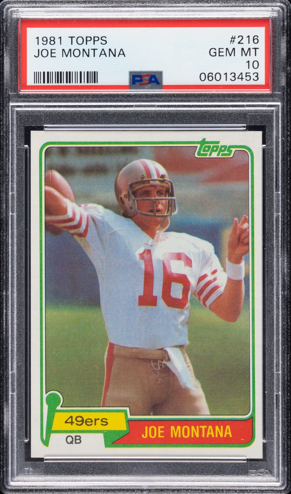 Joe Montana 1981 Topps rookie card