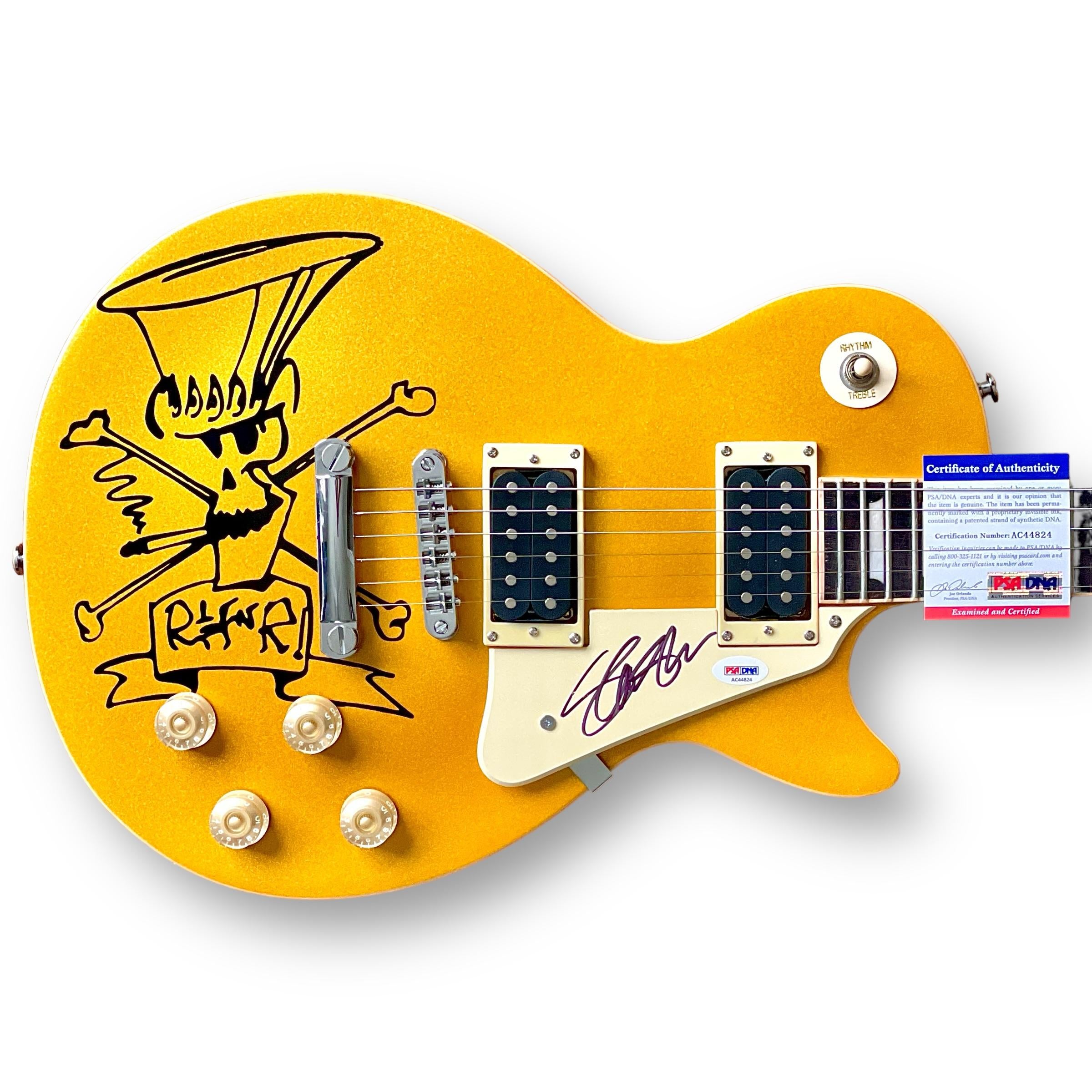 Custom Epiphone Les Paul electric guitar signed by Guns N' Roses guitarist Slash