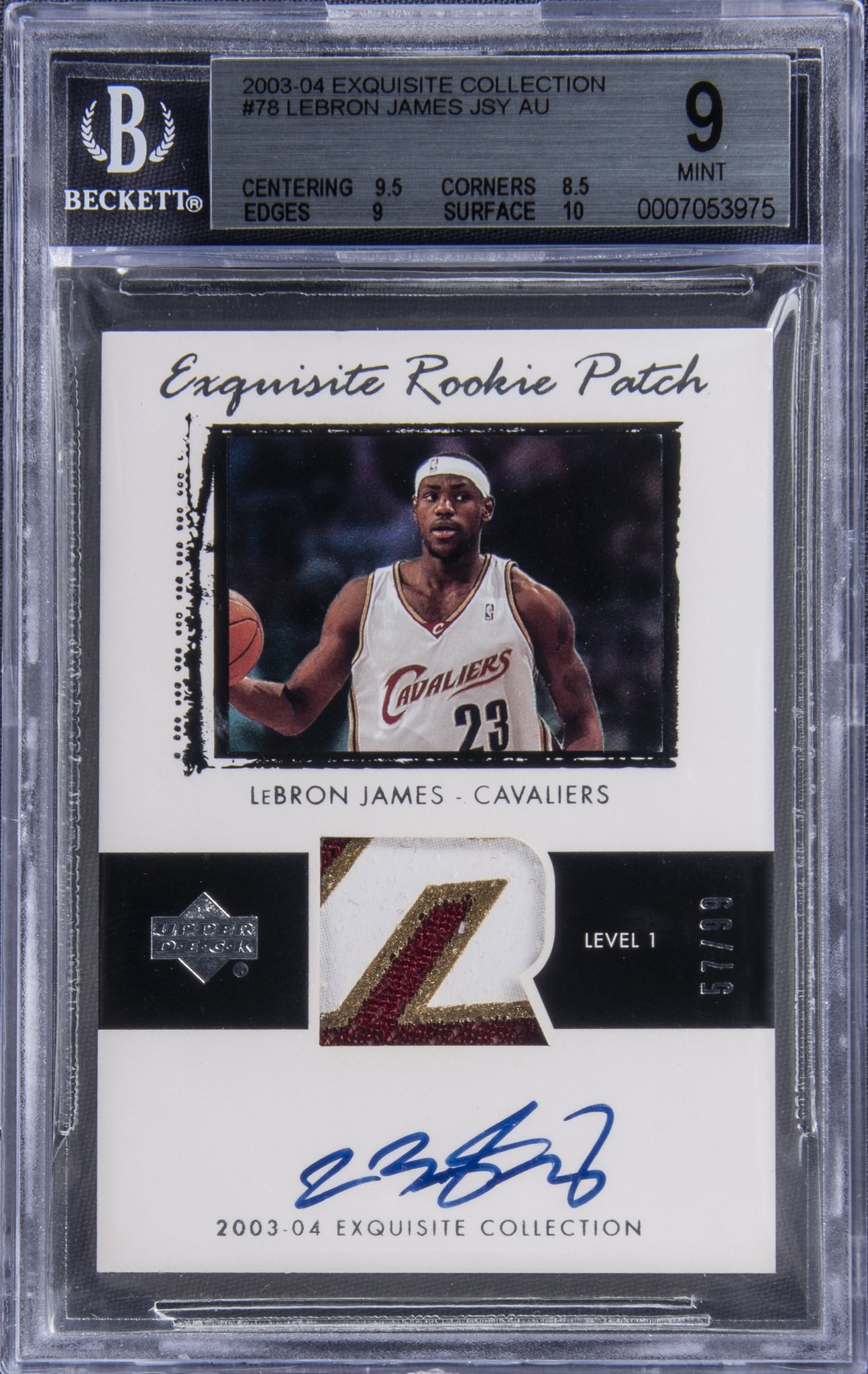 2003-04 Upper Deck Exquisite LeBron James rookie patch autograph trading card