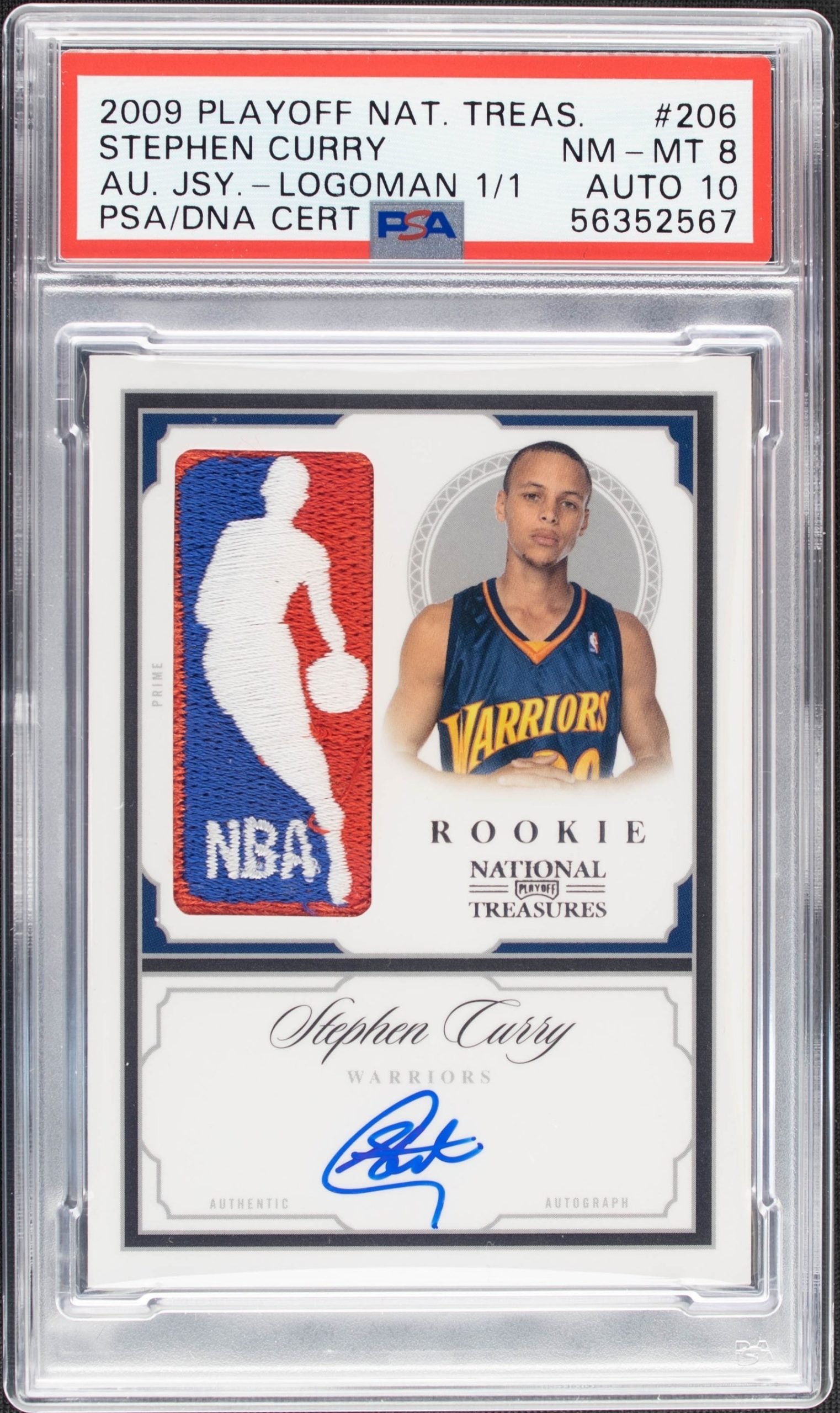 2009-10 National Treasures Stephen Curry Logoman autograph rookie trading card
