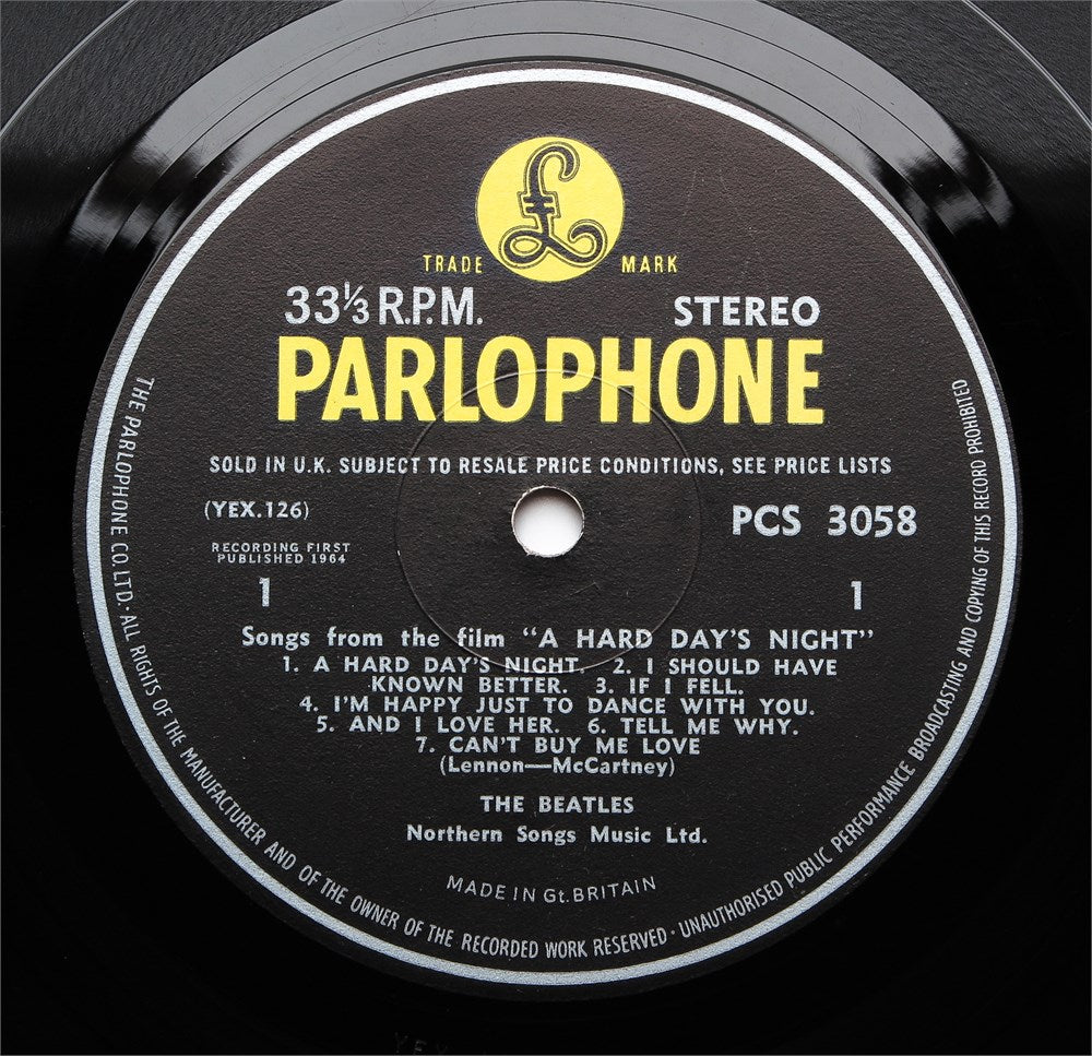 A Hard Day's Night stereo vinyl album release on the UK Parlophone label