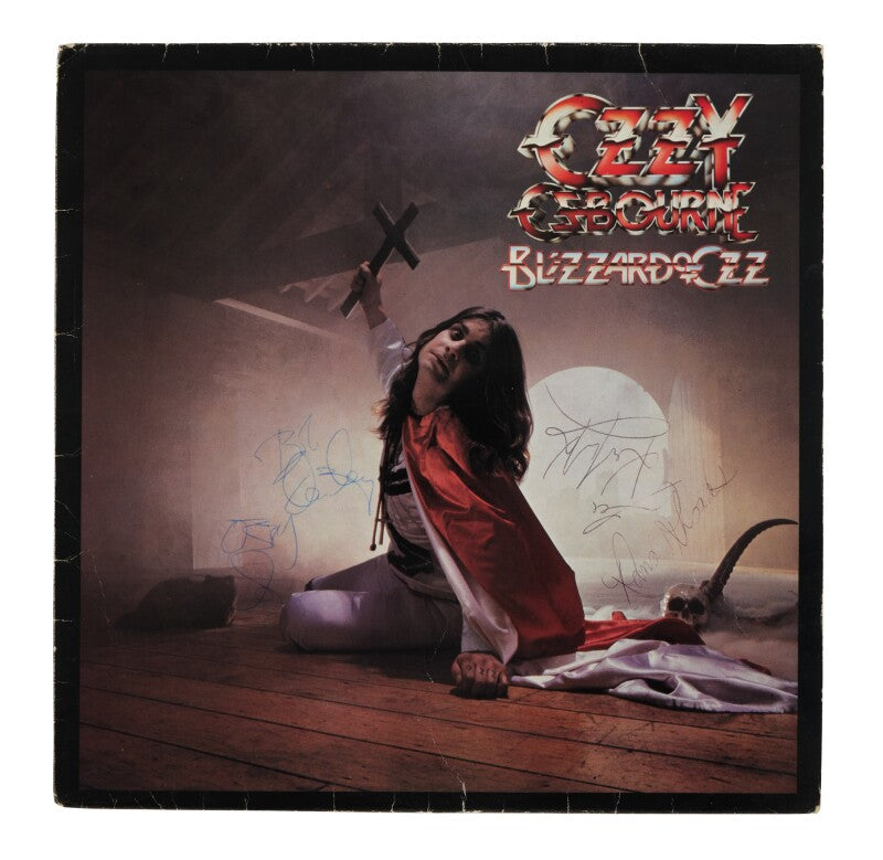 A signed copy of Ozzy Osbourne's solo debut album Blizzard of Ozz