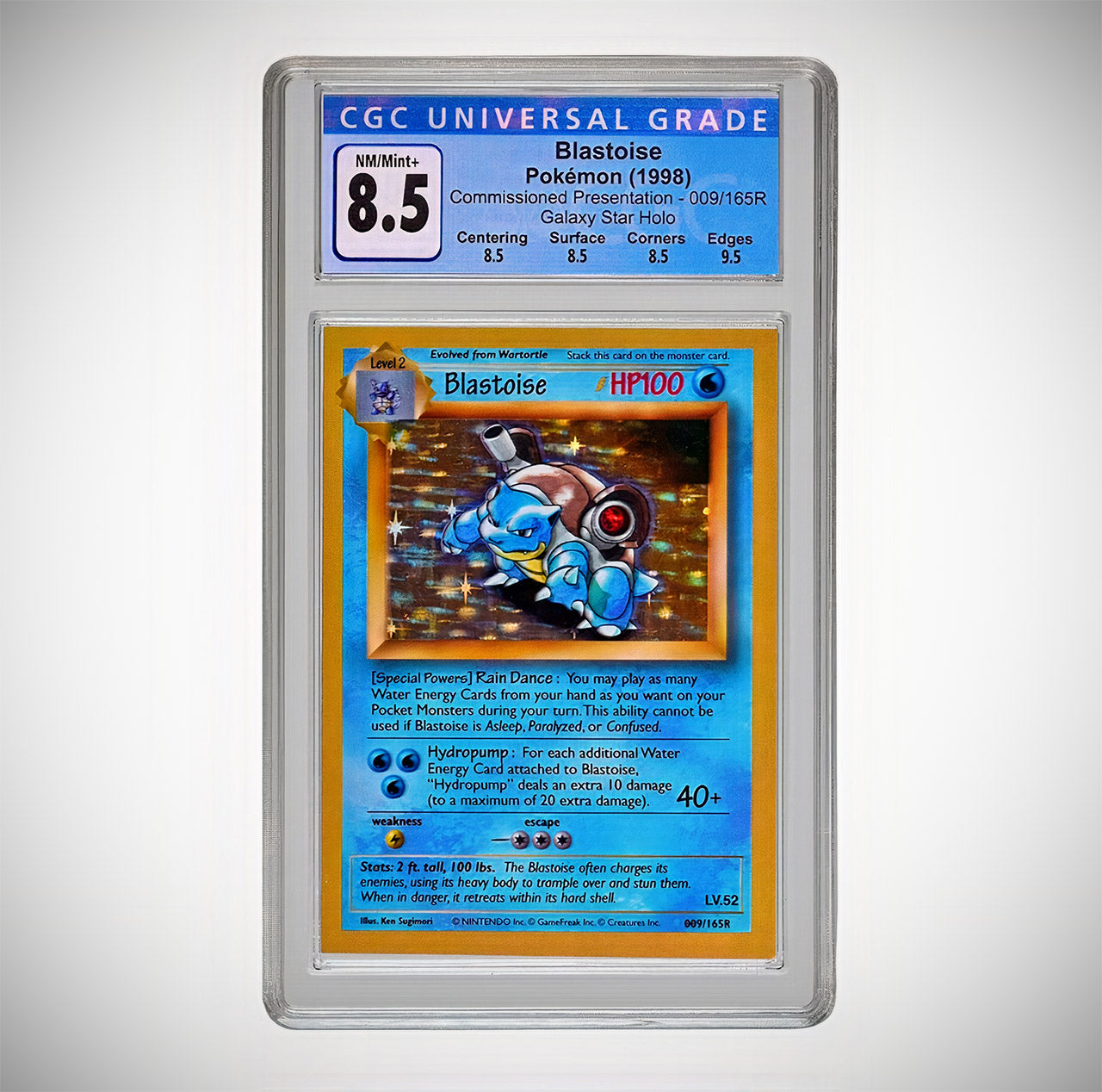 1998 commissioned presentation galaxy star holo Blastoise prototype card