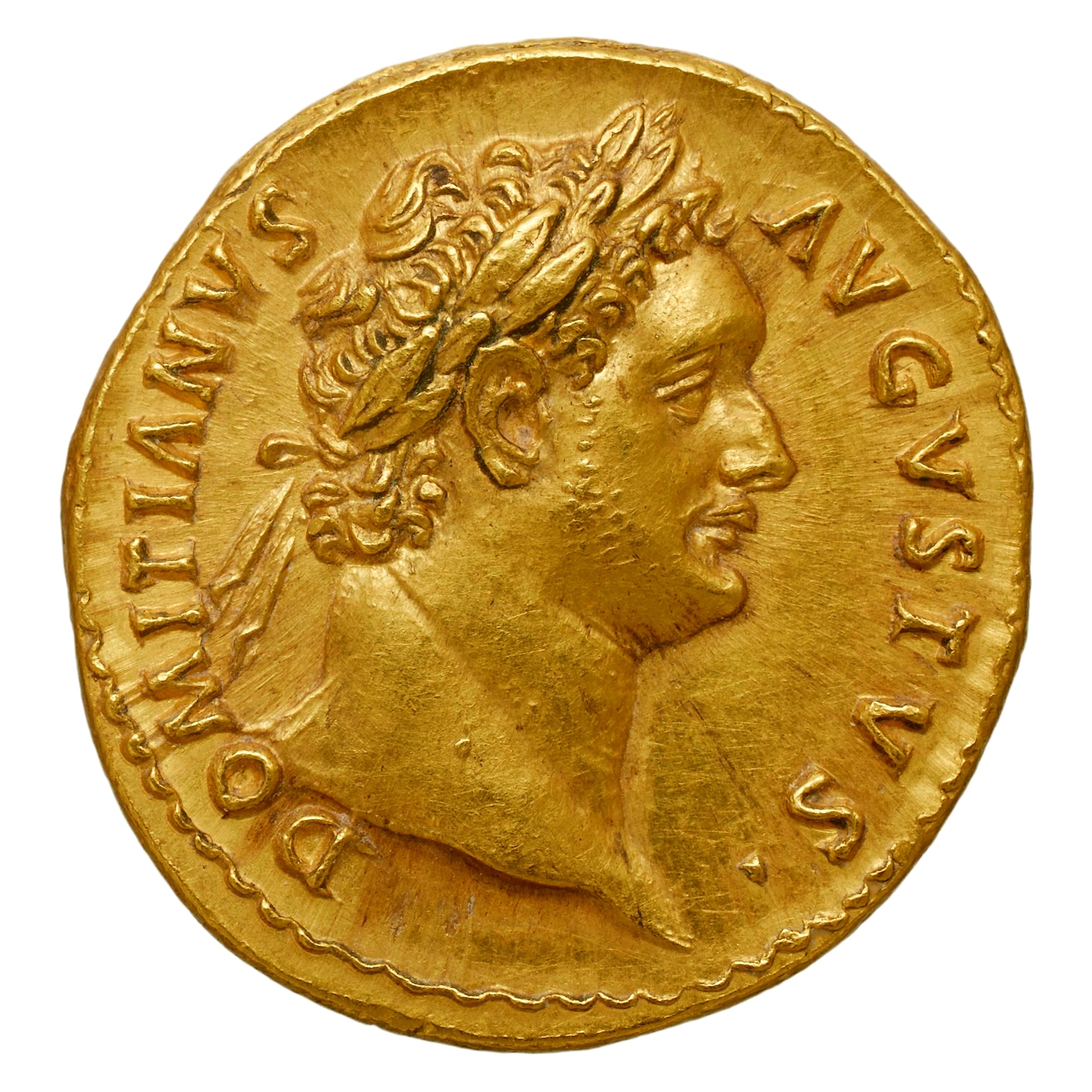 DOMITIANUS AUGUSTUS - Tête laurée de Domitien à droite. Or, 7,46 gr. Rome, 87-88