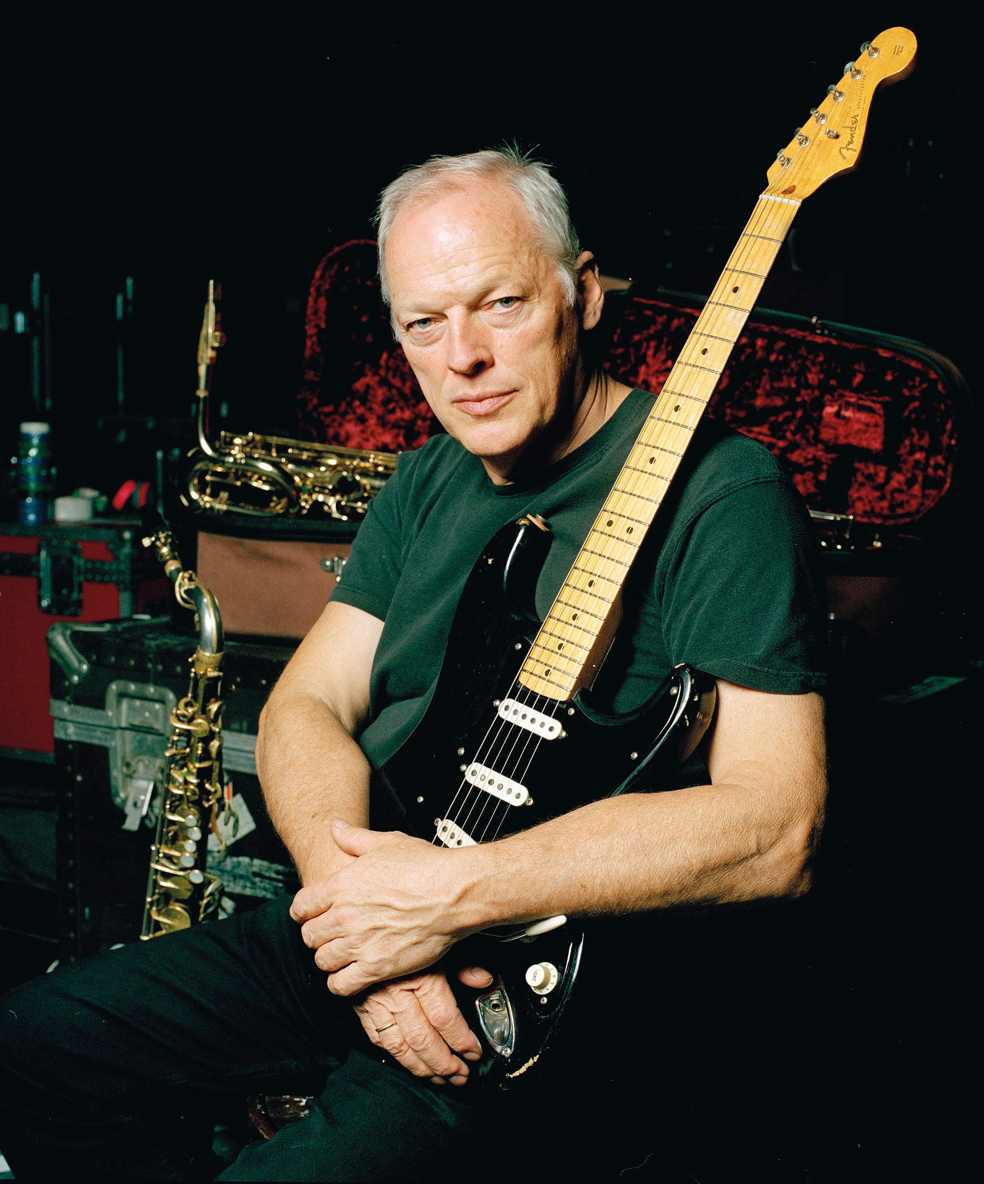 Black electric guitar associated with David Gilmour